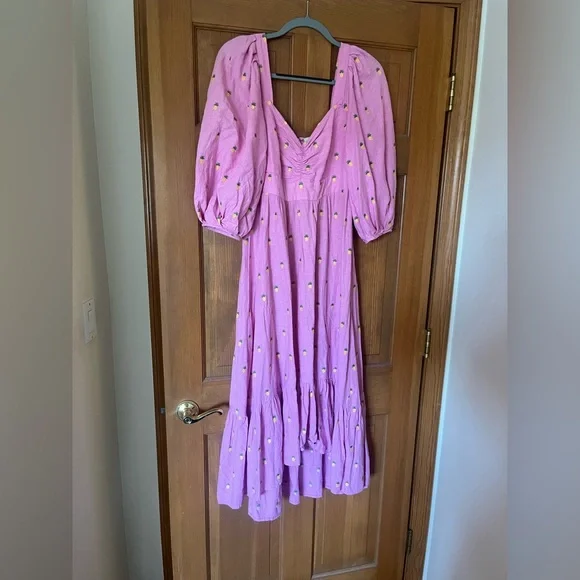 Farm Rio embroidered pineapples pink midi dress - Picture 7 of 12